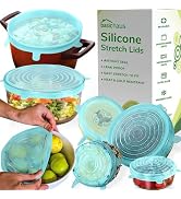Reusable Silicone Stretch Lids for Food Storage in Fridge - Elastic Heat-Resistant Bowl Covers, C...