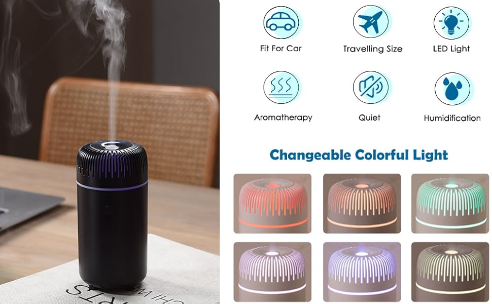 Car Diffuser Humidifier Aromatherapy USB Essential Oil Diffuser Cool Mist Portable