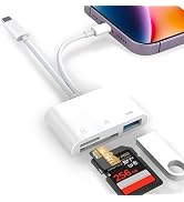Denlane SD Card Reader for iPhone iPad Mac, Digital Camera Adapter to iPhone Lightning & USB C Du...