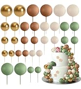 ASTARON 32 Pcs Ball Cake Topper Decorations Mini Balloons Cake Topper Sticks Foam Balls Cake Pick...