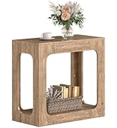 Giantex Narrow End Table, 2-Tier Farmhouse Side Table with Open Storage Shelf, Arched Wood Night ...