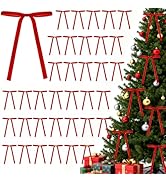 QIHANS 36 Pcs Velvet Christmas Tree Bows 5x7 Inch Velvet Bows Door Garland Decor Vintage Wreath B...