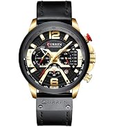 FANMIS Mens Luxury Watches Business Chronograph Dress Waterproof Leather Strap Analog Quartz Wris...