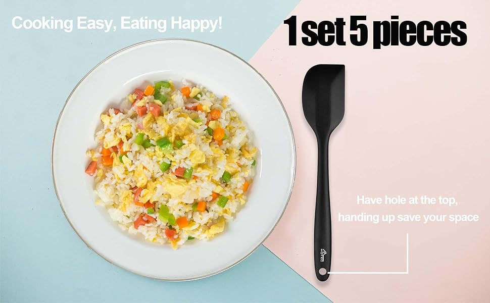 easy to clean dishwasher safe silicone spatula set heat resistant for nonstick cookware