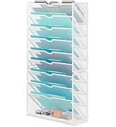Lavatino 10-Tier Hanging Wall File Folders Organizer - White Metal Mesh Paper Magazine Document M...