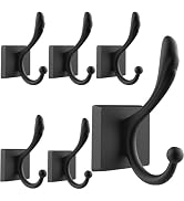 TOFIIGREM 6-Pack Matte Black Coat Hat Hooks, Towel Robe Hook for Wall Hanging Key, Bag, Bathrobe,...