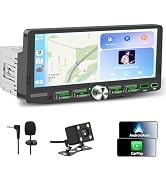 Single Din Touchscreen Radio with Wireless Apple CarPlay & Android Auto, Car Stereo with Bluetoot...