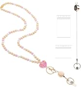 Disstong Wooden Beaded Lanyard for Women, ID Badge Holder for Teacher, Retractable Breakaway Keyc...