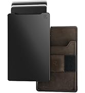 Groove Life Groove Wallet Gun Metal/Brown Leather Go Mens Minimalist Aluminum Credit Card Holder,...