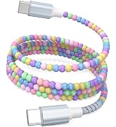 USB C to USB C Cable 6FT,60W Fast Charging Beaded Charger Cord 2M for iPhone 17 16 15 Pro Max/iPa...