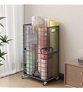 UMDONX Yoga Mat Storage Rack with Wheels – Metal Rolling Laundry Hamper Basket with Handles, Brea...