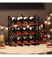 X-cosrack Rustic 3 Tier Stackable Wine Rack Freestanding 12 Bottles Organizer Holder Stand Counte...