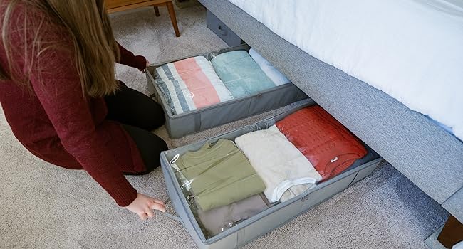 bed storage underbed clothes under organizers and container the bins