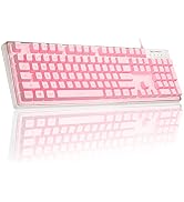 Gaming Keyboard, 7 Solid Colors Backlit Wired Gaming Keyboard with Clear Housing and Double-Shot ...