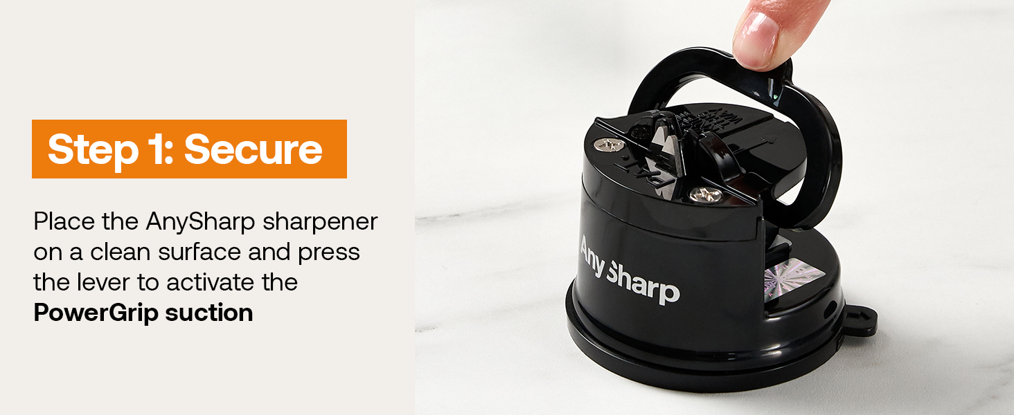 AnySharp EDITIONS Hands Free Knife Sharpener Easy to Use Sharpening Tool