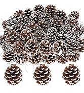 50Pcs Snow Pine Cones, 1.96 in Pinecone Ornaments, Natural Brown Christmas Ornaments, Pine Cones ...
