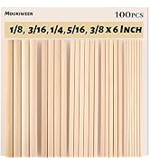 Moukiween Wooden Dowel Rods, 100PCS 1/8, 3/16, 1/4, 5/16, 3/8 x 6 Inch Assorted Sizes Round Woode...