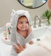 Gerber Baby 4 Piece Animal Character Hooded Towel and Washcloth Set, Grey Elephant, One Size