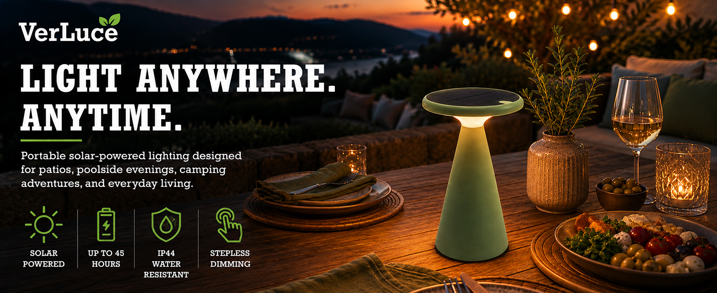 VerLuce Solar Lamp Mushroom Style, VerLuce portable solar lamp, rechargeable lamp