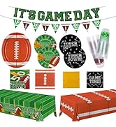 Football Party Supplies Kit for 24 Guests - Includes Large 12.5in Plates, Dessert Plates, Napkins...