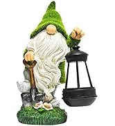ASAWASA Funny Garden Gnome Statue Outdoor Resin Gnome Figurine Outdoor Solar Powered LED Garden L...