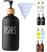 LOOCHICA Black Glass Kitchen Soap Dispenser, Detergent Dispenser or Dish Soap Dispenser for Kitch...