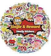 HORIECHALY Scratch and Sniff Scented Stickers Single for Kids, 384PCS Large Smelly Motivational I...