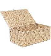 Water Hyacinth Basket with Lid - Natural Handmade Woven Storage Organizer for Home, Office, Gift,...