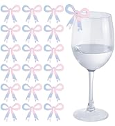 HOBBIESAY 30Pcs Bow Drink Markers Bowknot Wine Glass Charms Bow Drink Charms Acrylic Bowknot Drin...