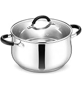 TeamFar 5 Quart Stock Pot, Stainless Steel Induction Cooking Pot with Lid | Stockpot for Soups, P...