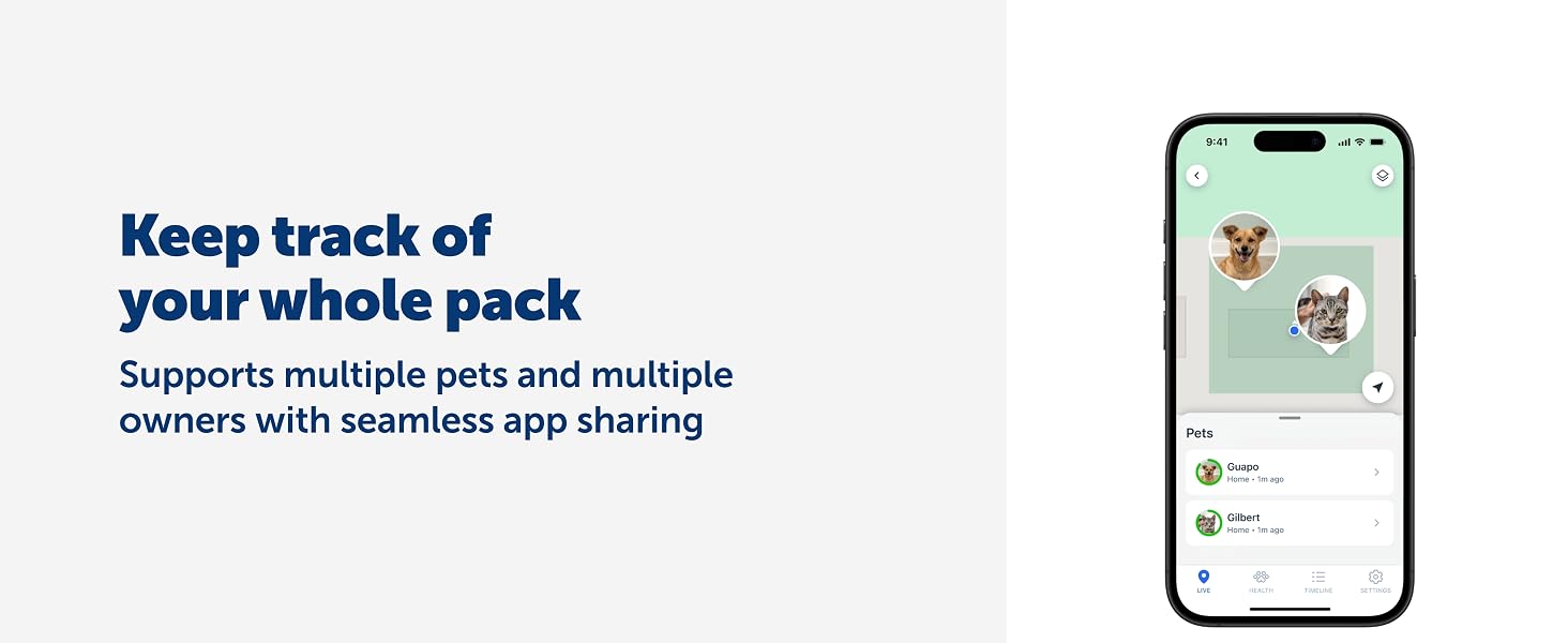 Supports multiple pets and multiple owners with seamless app sharing