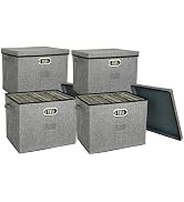 12-Inch Vinyl Record Storage Boxes with Lids and Handles, Stylish and Practical LP Record Organiz...