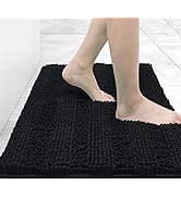 Grandaily Chenille Striped Bathroom Rug Mat, Extra Thick and Absorbent Bath Rugs, Non-Slip Soft P...
