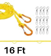 yellow clothesline 16 ft with 12 stainless clip