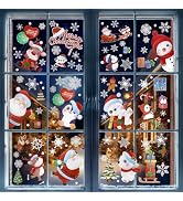 Naler 80pcs Christmas Window Clings, Christmas Decoration 9 Sheets Xmas Removable Electrostatic W...