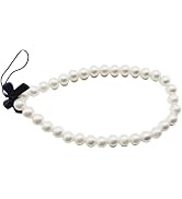 BWESOO Beaded Phone Charm Strap Mobile Lanyard Wrist Strap Creative Bowknot Pearl Beads Phone Cha...