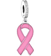BSFJTY 925 Sterling Silver Charms, Pink Purple Blue Green Ribbon Cancer Loss Survivor Faith Menta...