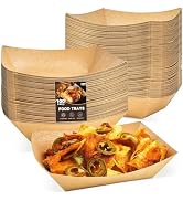 ZORRITA 3 Lb Paper Food Trays - 100 Pack Disposable Nacho Trays, Kraft Paper Food Boats Taco Hold...