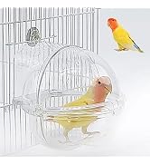 MUYG Bird Bath Box for Cage, Parrot Hanging Planet Bathtub No-Leakage Transparent Omnidirectional...