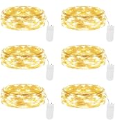 Lakumu 6 Pack Fairy Lights Battery Operated String Lights -7FT 20LED Fairy Lights Waterproof Silv...