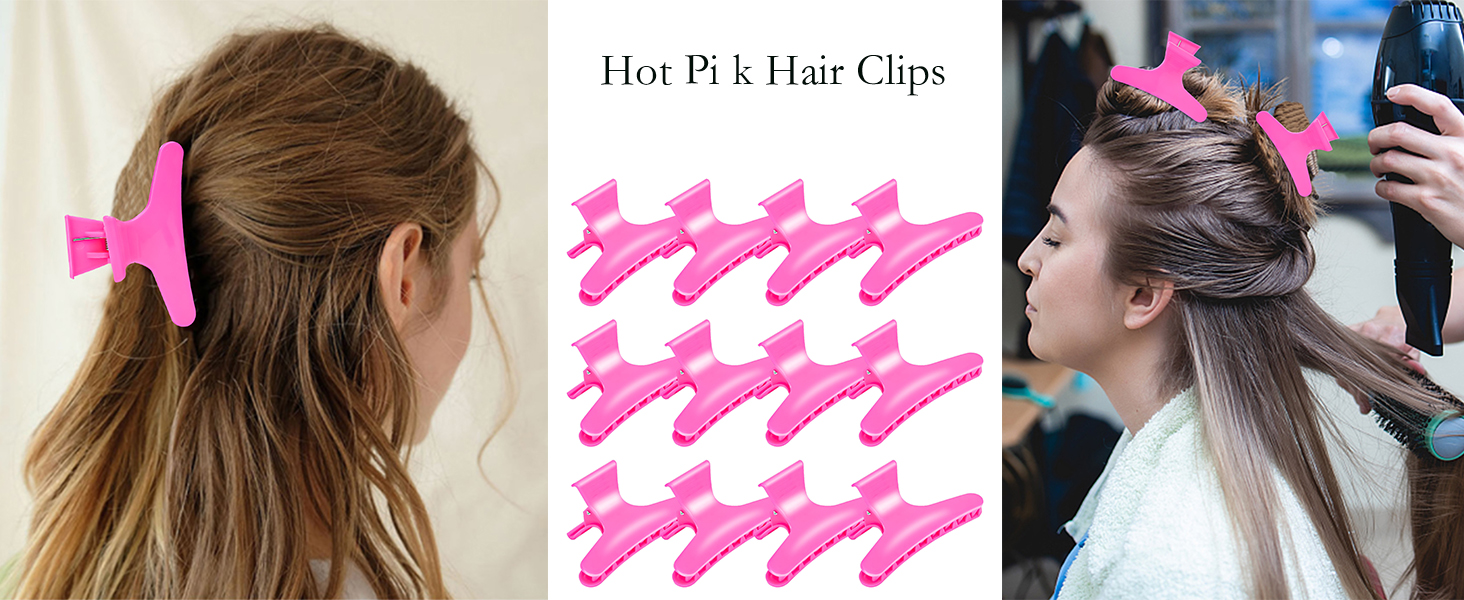 Hot pink hair clips