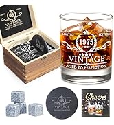 50th Birthday Gifts for Men Whiskey Glass Set - 50th Birthday Decorations, Party Supplies - 50 Ye...