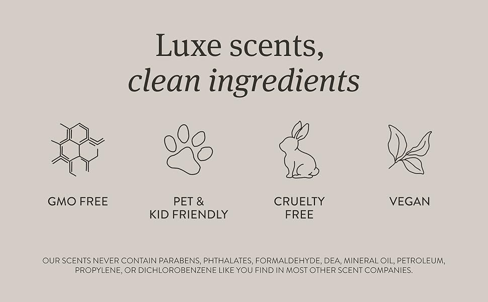 luxe scents, clean ingredients