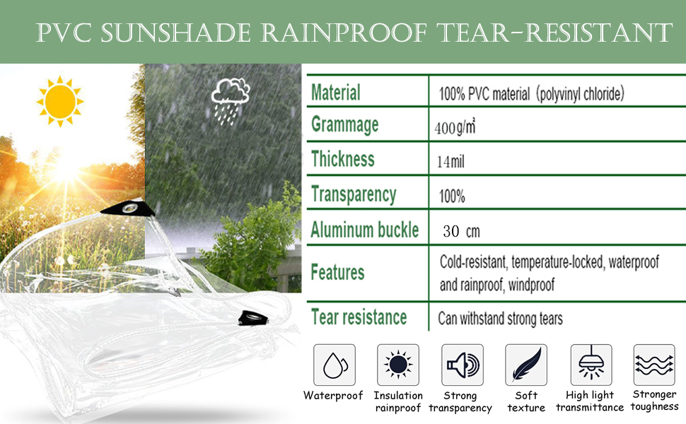 Transparent waterproof tarpaulin