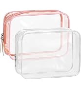 WantGor Clear Makeup Pouch 2 Pack TSA Approved Cosmetic Bag Organizer Small Makeup Bags Case Trav...