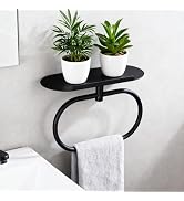 DIYZON Towel Ring with Shelf, Heavy Duty Stainless Steel Bathroom Hardware, Adhesive No-Drill or ...