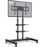 Mobile TV Stand Rolling TV Cart Floor Stand with Mount on Lockable Wheels Height Adjustable Shelf...