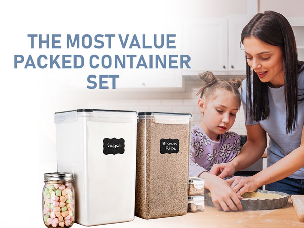 Sugar container with lid, air tight containers for storage, flour containers air tight container