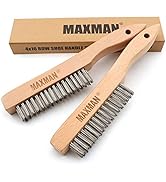 Wire Brush,Heavy Duty Stainless Steel Wire Scratch Brush for Cleaning Rust with 10"Curved Beechwo...