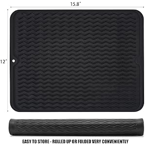 Silicone Drying Mat Heat Resistant Dish Mat Non-Slip Easy Clean Drying Mats for Kitchen Counter Sink